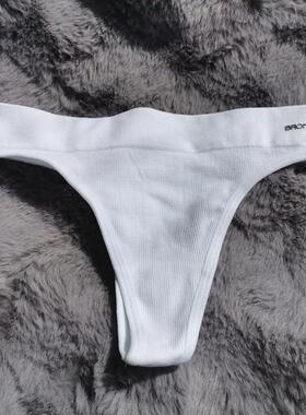 弹力好 XL 白色简约运动瑜伽健身丁字裤女 欧美外贸低腰T裤丁裤