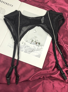 黑色网纱 水钻 欧美外贸简约性感防滑吊袜带