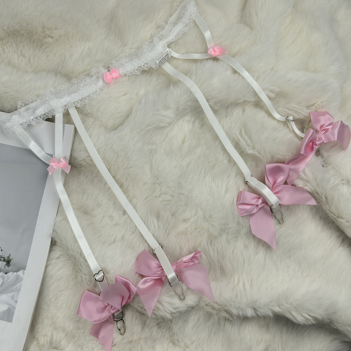 S-L 甜美可爱 欧美外贸蝴蝶结蕾丝边防滑袜夹 性感法式吊袜带女