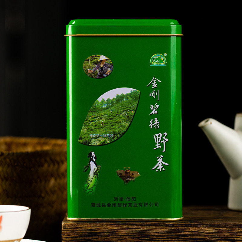金刚碧绿商城高山茶野茶2023新茶绿茶信阳罐装炒青500克包邮