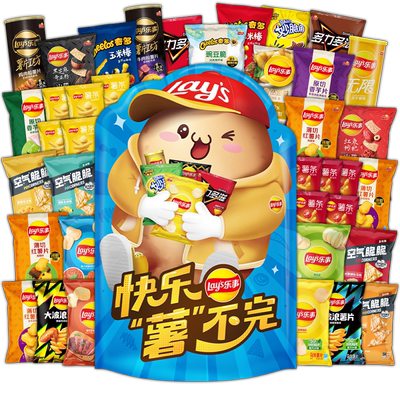 乐事薯片快乐薯不完大礼包2145g休闲小吃送女友巨型零食大礼包