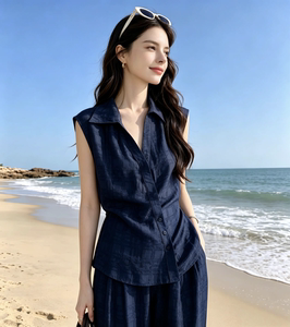 2026夏季新款时尚显瘦设计感套装百搭减龄莱赛尔亚麻套装品牌爆款