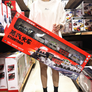 蒸汽复古火车轨道车电动小火车高铁运输车厢载客儿童益智玩具男孩