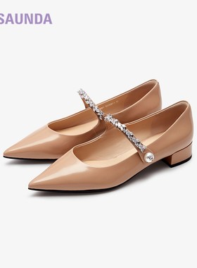 特价 莱尔斯丹秋季新款时尚优雅水钻方头玛丽珍女鞋单鞋5M34601