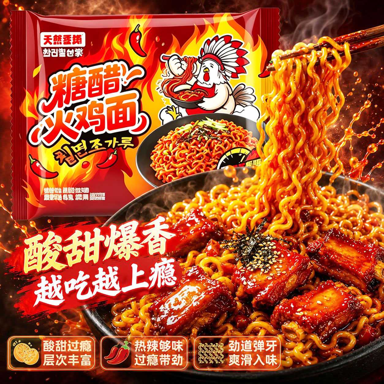 天然麦场糖醋火鸡面定制宽面先生图片