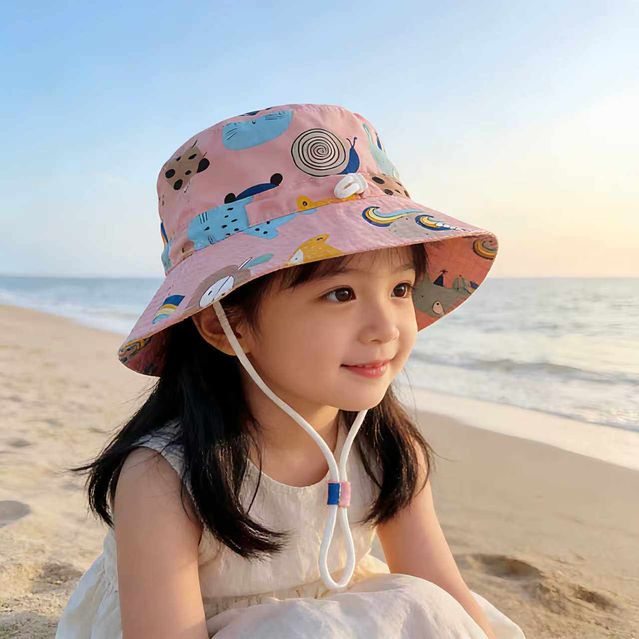 夏季儿童防晒遮阳帽宝宝渔夫帽婴儿帽子春秋薄款盆帽男女童防晒帽