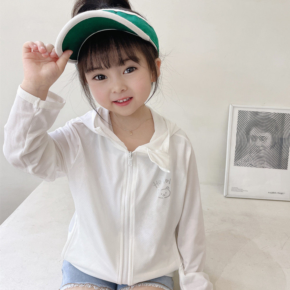 얼음 실크 어린이 태양 보호 의류 소년과 소녀를위한 여름 새로운 얇은 통기성 재킷 안티 UV  태양 보호 의류