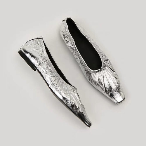 舒适褶皱单鞋女平底芭蕾舞奶奶鞋