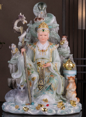 汉白玉铁刹山黑妈妈神像供奉摆件