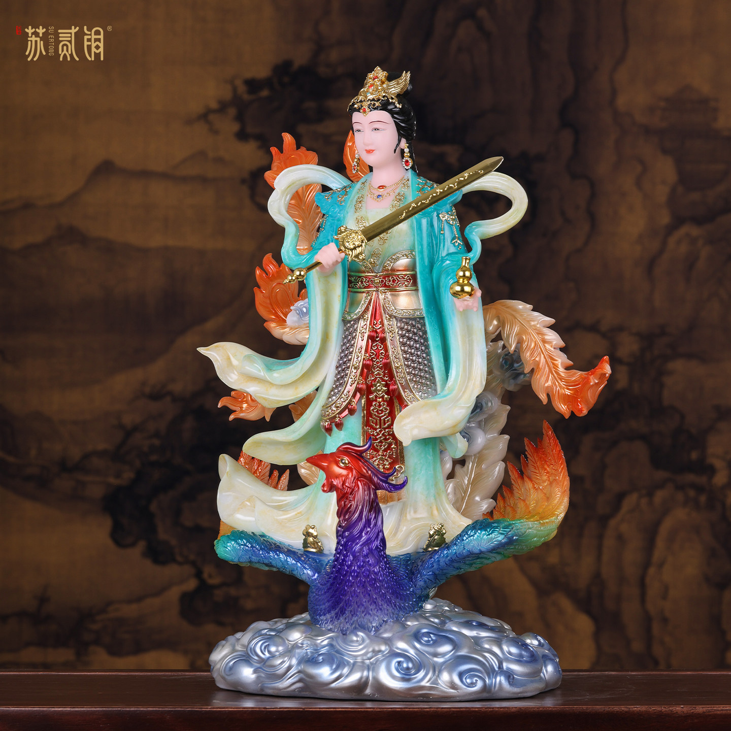 汉白玉九天玄女娘娘佛堂供奉摆件