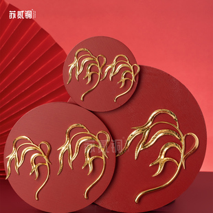 苏贰铜柳枝合金配件观音菩萨杨柳枝佛像合金电镀法器配件摆件