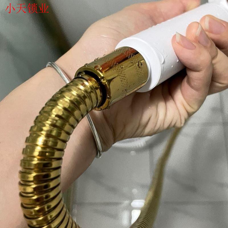 金色不锈钢防爆淋浴喷头水管软管浴室淋浴加密管卫浴花洒通用配.