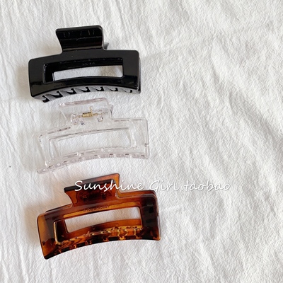 极简透明几何镂空方形抓夹网红