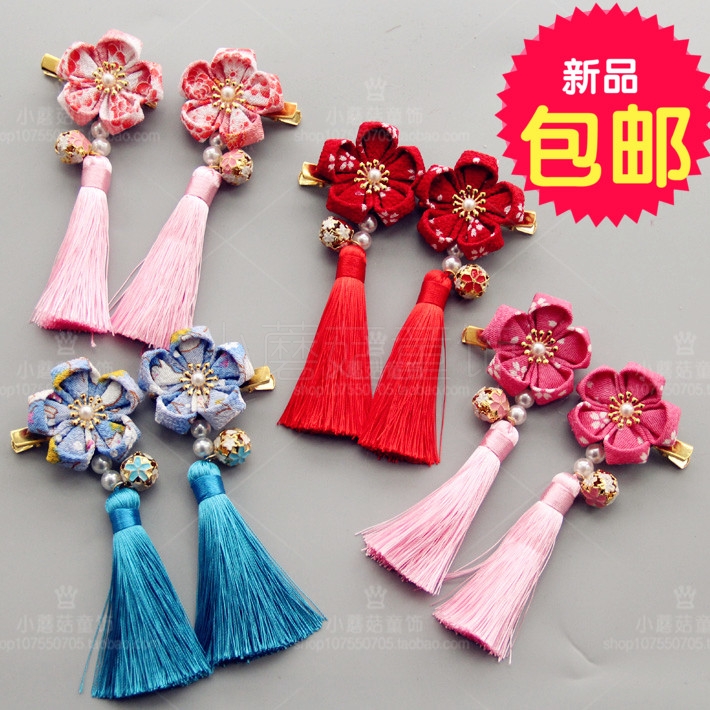 和风花儿童饰品配饰演出婚礼中国风唐装流苏发夹宝宝女童头饰发饰