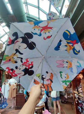 香港迪士尼乐园晴雨伞米奇妮高飞唐老鸭防可爱紫外线折叠太阳伞