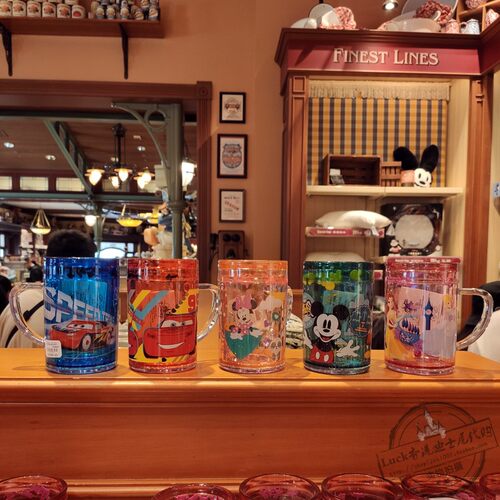 香港迪士尼塑料杯双层儿童冷水杯麦昆米奇妮公主卡通液体小漱口杯