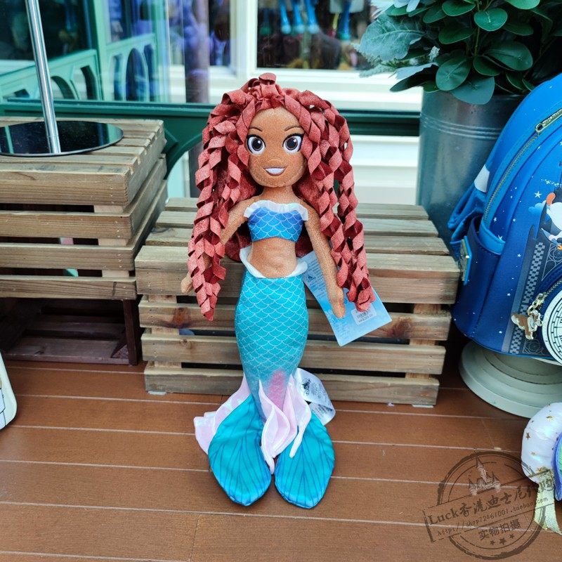 香港迪士尼玩偶布娃娃新款小美人鱼爱丽尔公主卡通可爱毛绒公仔