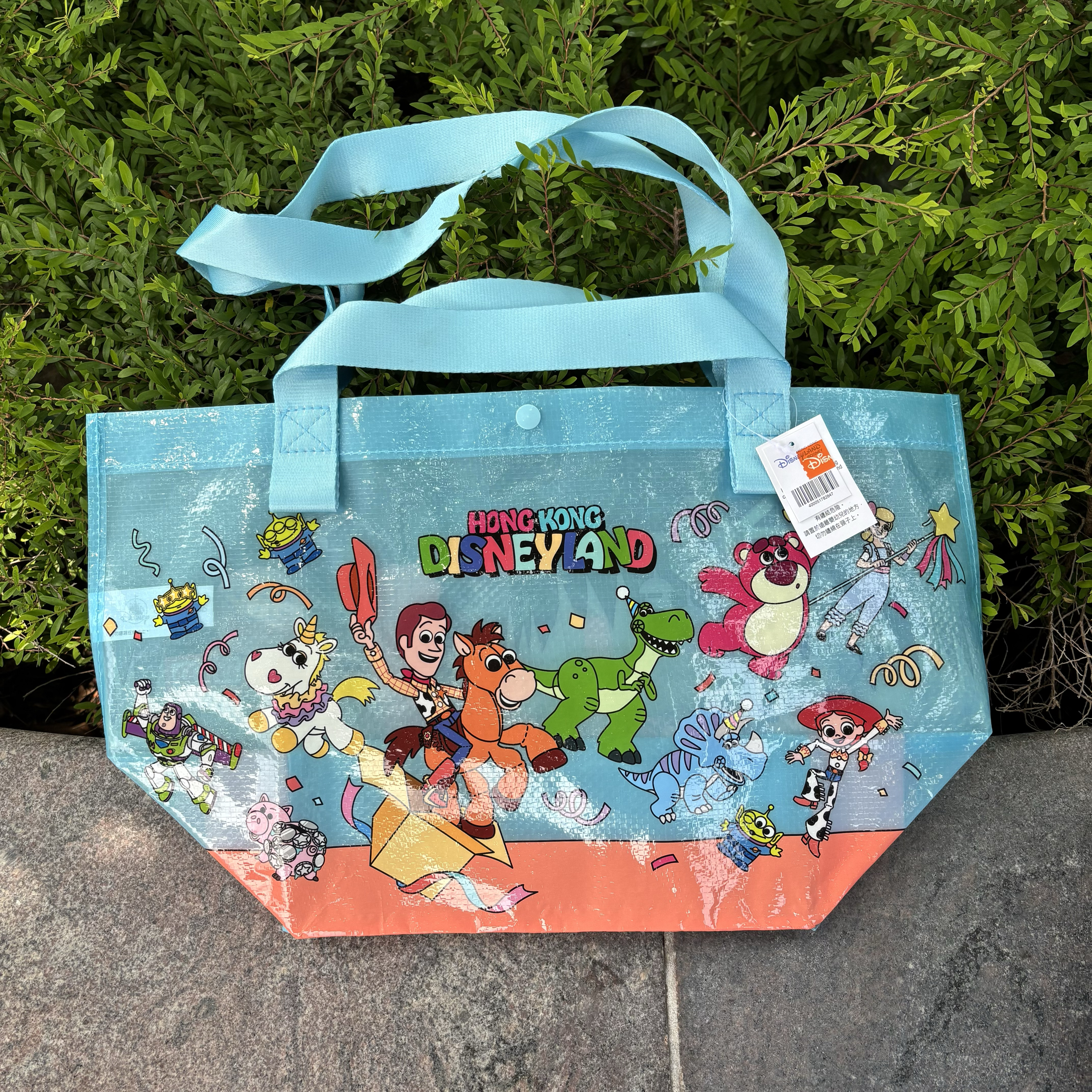 香港迪士尼乐园玩具总动员巴斯胡迪三眼仔弹簧狗可爱S小号购物袋