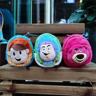 香港迪士尼巴斯光年草熊胡迪小背包连挂扣卡通零钱包挂件