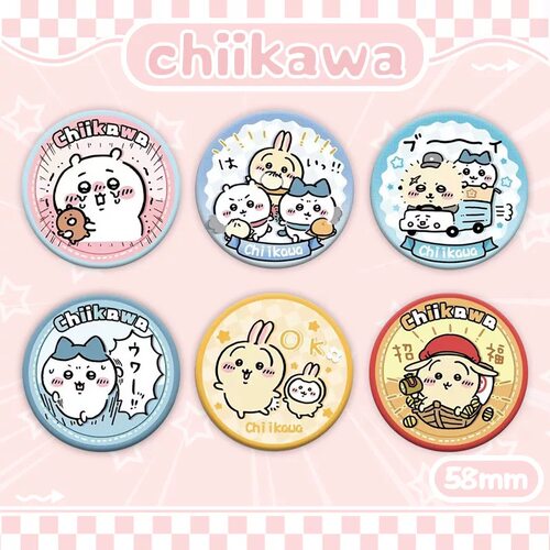chiikawa吉伊卡哇徽章吧唧乌萨奇小八吉伊飞鼠58mm马口铁胸针挂件