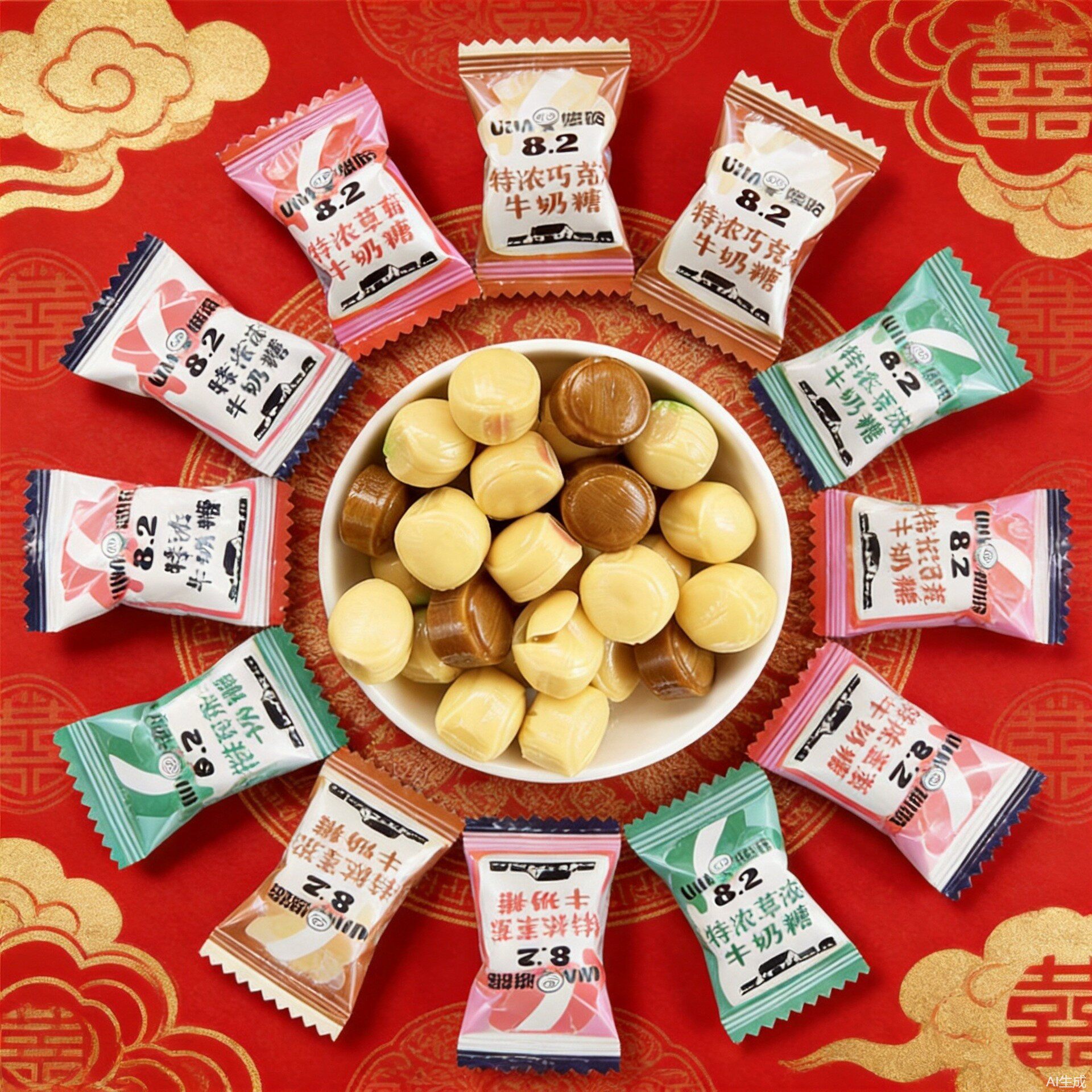 悠哈特浓牛奶糖混合口味喜糖散装婚庆婚礼结婚糖果小零食500g散称