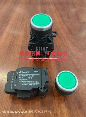 TAYEE上海天逸220V绿色带灯自复按钮开关平头按钮LA42PD-11 22mm