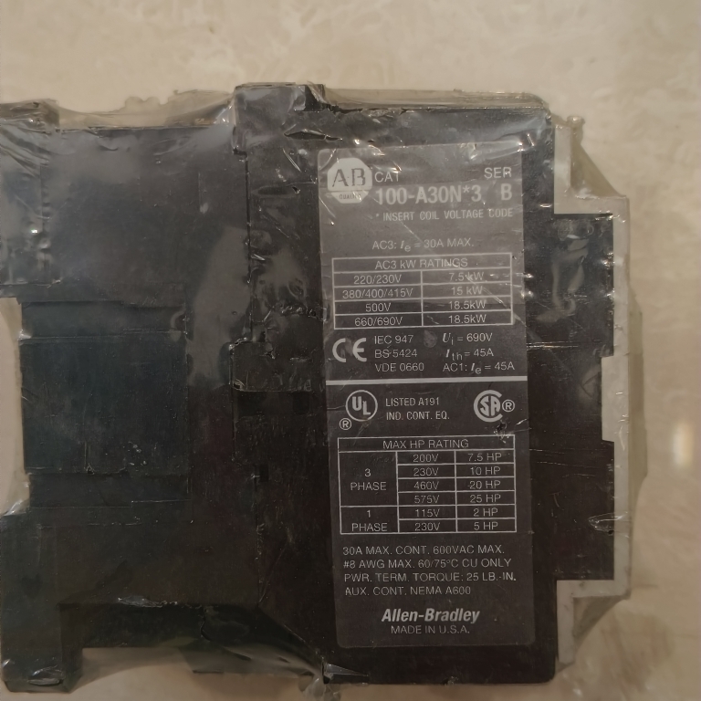 美国Allen-Bradley罗克韦尔接触器100-A30N*3 24Vac停产库存二手