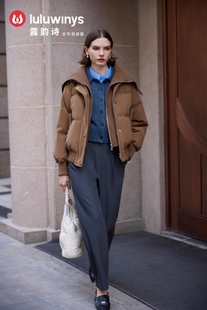露韵诗2025冬季加厚条绒短款羽绒服女268297专柜正品