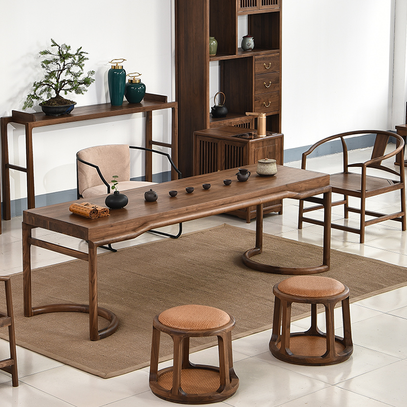 新中式茶桌椅组合实木功夫喝茶台禅意泡茶桌办公室会所茶楼胡桃木|msdalam kategori perabot kediaman, beberapa kategori, meja teh - dari Buy2taobao.com untuk memberikan perkhidmatan ejen Taobao profesional membeli