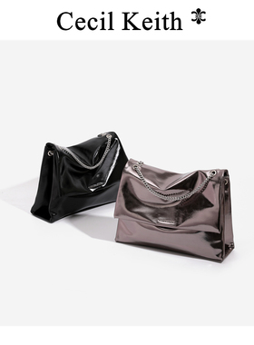 香港cecilKeith轻奢链条单肩托特包2025新款大容量斜挎腋下通勤包
