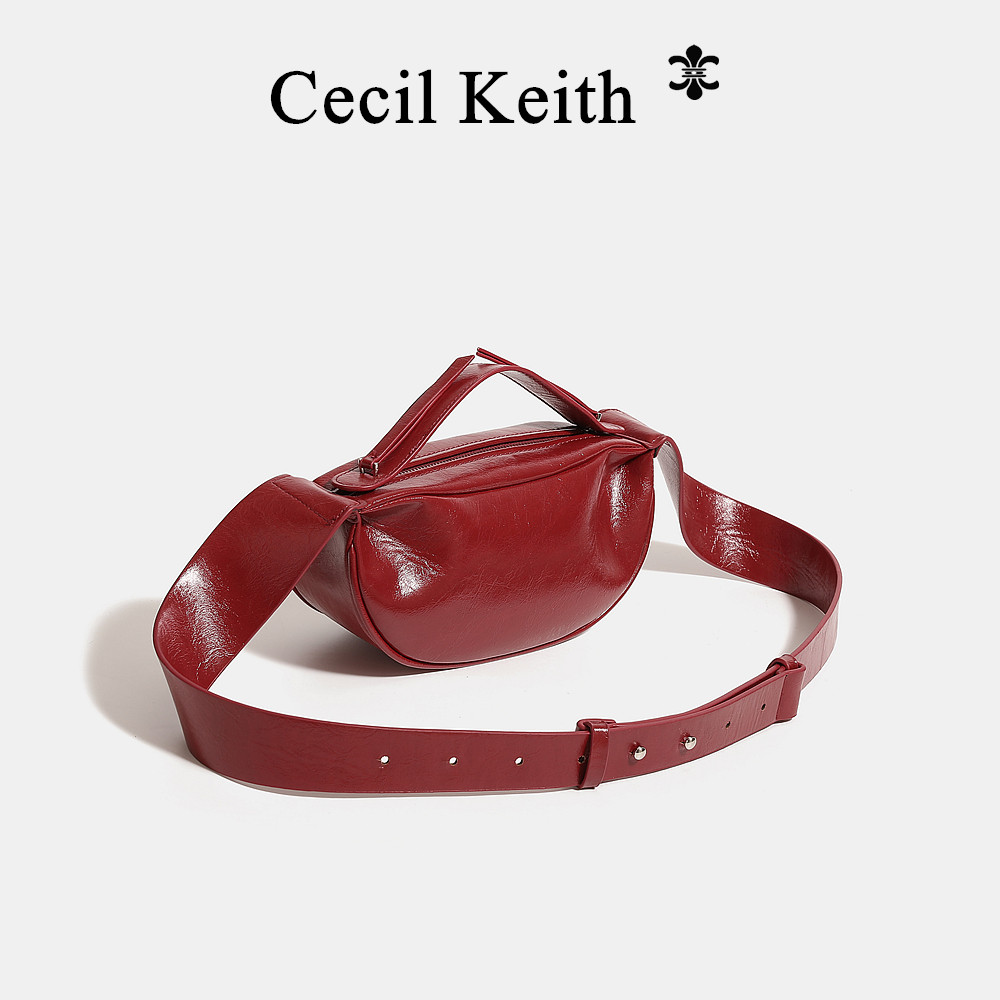 cecilKeith手提小包女2024新款高级质感红色饺子包单肩斜挎马鞍包,箱包皮具/热销女包/男包,马鞍包,淘宝优惠券,粉丝福利购,淘宝优惠卷