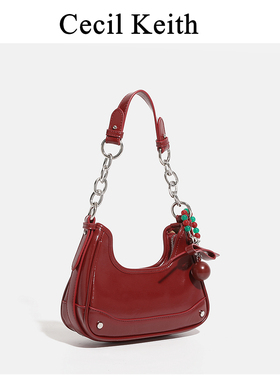 CHARIC&KROSS小众腋下包女2026新款高级红色月牙包百搭单肩斜挎包