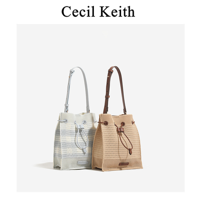 斜挎包休闲度假沙滩编织抽绳水桶