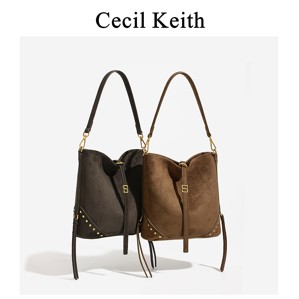 美拉德托特水桶包女25年春季新款多巴胺铆钉大容量托特包斜挎包女