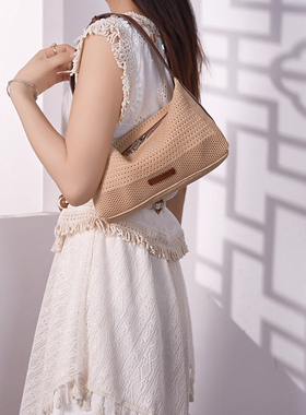 香港cecilkeith2025夏季波西米亚度假风草编包腋下包休闲单肩包女