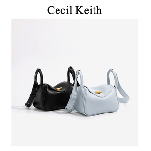 cecilKeith韩国锁扣胶囊枕头包2025新款休闲百搭手提单肩斜挎包女