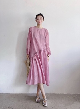 李cc·早秋植物天丝苎麻无袖长袖大摆背心连衣裙