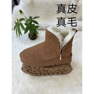 新款羊皮毛一体雪地靴男女冬季加厚棉靴保暖女靴子羊毛鞋女士短靴