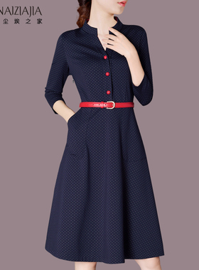 尘埃之家2025春装新款女装时尚V领通勤中长款显瘦大摆连衣裙G24