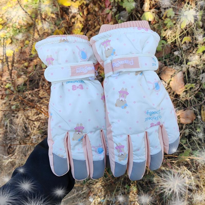 女加绒五指朋友保暖防风手套滑雪