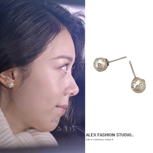 骄阳似我聂曦光赵今麦同款耳钉简约法式时尚高级感镶钻珍珠耳饰潮