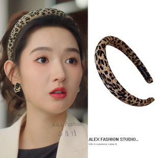突然的喜欢林欢儿王玉雯同款发箍复古风豹纹辣妹时尚外出头饰头箍