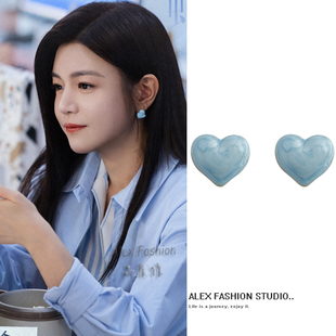 狙击蝴蝶岑矜陈妍希同款耳钉小清新甜美森系爱心耳饰简约百搭耳饰