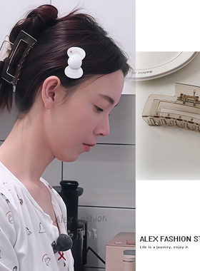 我家那闺女2026陈瑶同款方块抓夹透明灰色鲨鱼夹醋酸蝴蝶结发夹