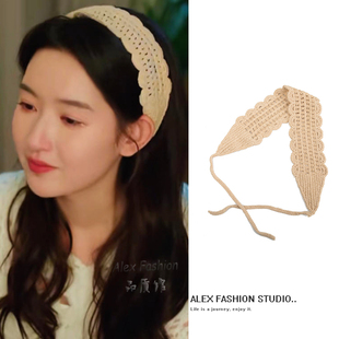 突然的喜欢林欢儿王玉雯同款发带复古风时尚毛线编织绑带发箍头巾