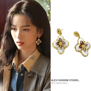 花朵中古风耳坠 轻奢立体法式 你好1983夏晓兰周也同款 耳钉复古时尚