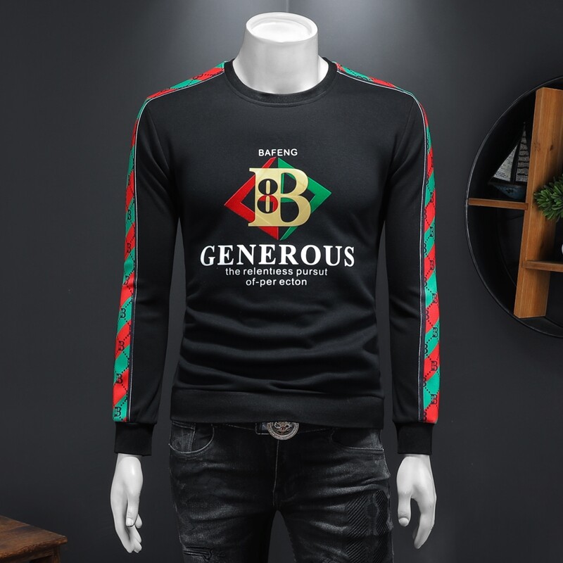 2025假模四季款男士圆领潮流刺绣时尚卫衣QT6012AFD1013Y-P125，男装卫衣，钱塘6012-1(原3012-1)