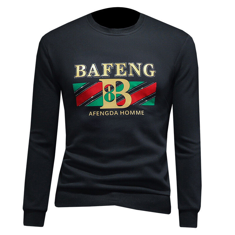 2025假模四季款男士圆领潮流刺绣时尚卫衣QT6012AFD1018Y-P125,男装卫衣,钱塘6012-1(原3012-1)