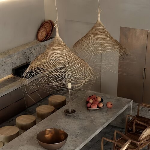 江丰饭店藤编东南亚设计师鸟巢灯