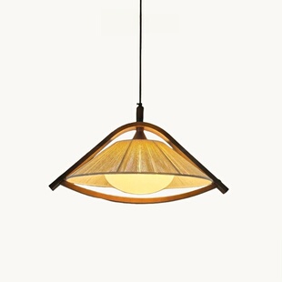 宋氏美学实木中古风吊灯主卧室侘寂风复古茶室艺术创意餐厅灯具